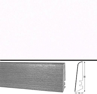 Плинтус шпонированный Tecnorivest Белый гладкий 80х16, 1 м.п.